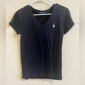 Large black ralph lauren V-neck T shirt!
